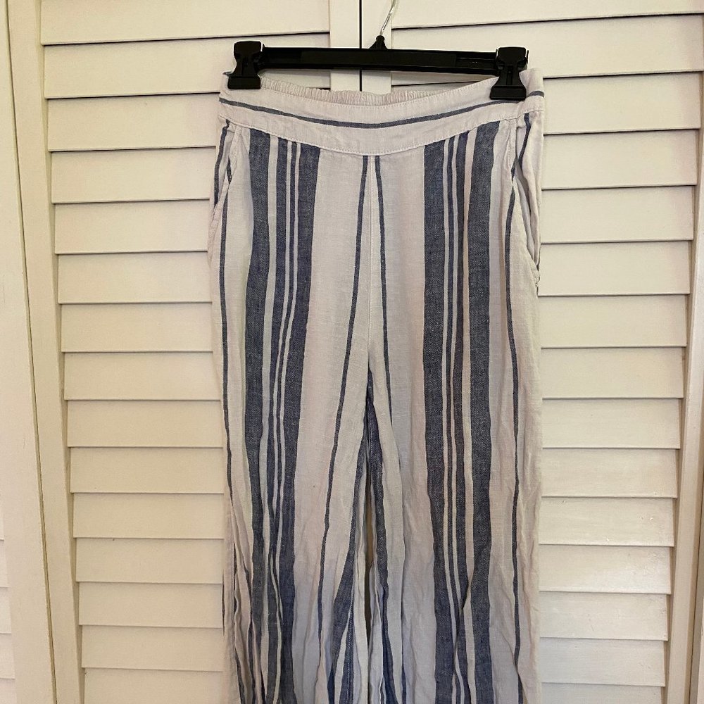 C & C / Blue and White Stripped Linen Pants/ XS